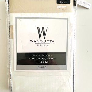 Wamsutta Hotel Border Pure Micro Cotton Euro Sham, Taupe, New in Package